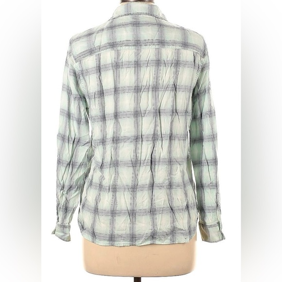 American Eagle Outfitters Gray Plaid Button Down Long Sleeve Shirt Size L - Picture 2 of 3